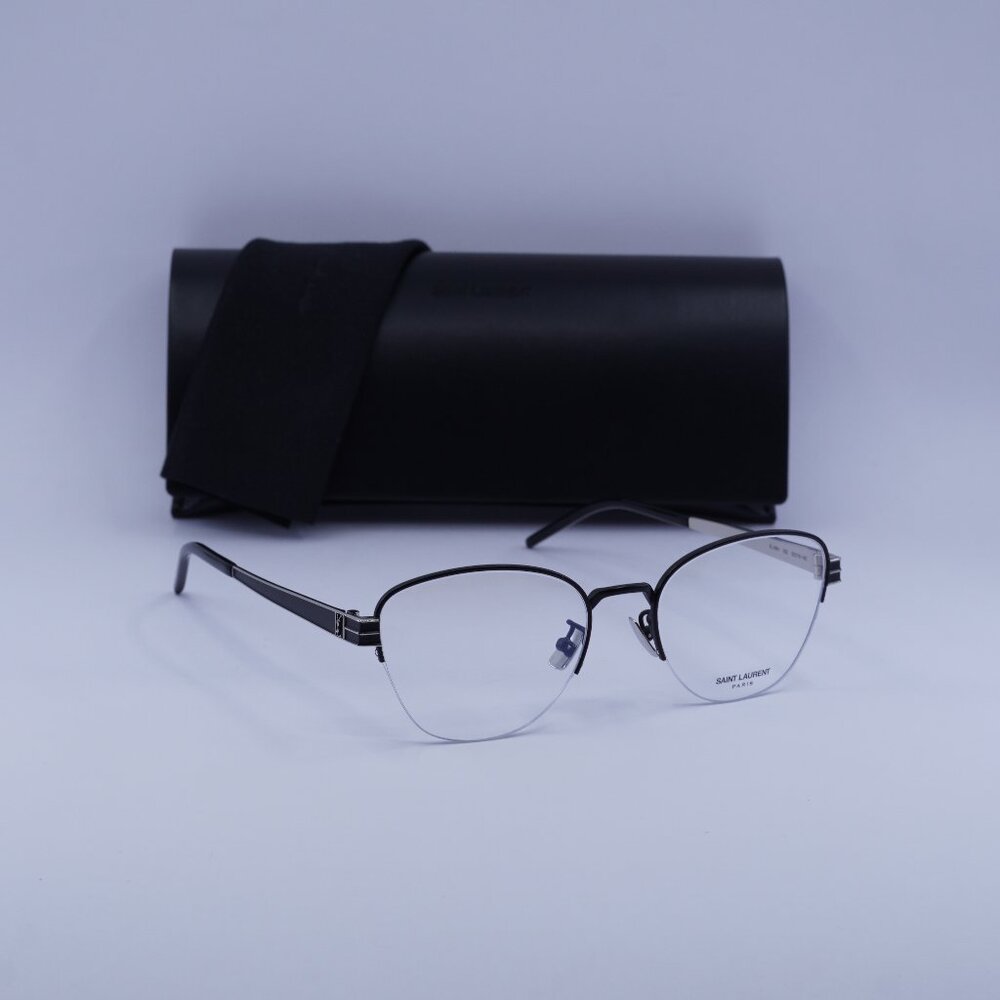 Saint Laurent SL M64 002 Cat Eye Eyeglasses 52mm – Black/Silver